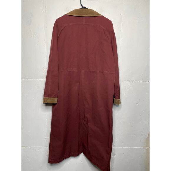 Vintage L.L Bean Long Chore Coat Aztec Burgundy Womens Medium Short Petite - Picture 5 of 7